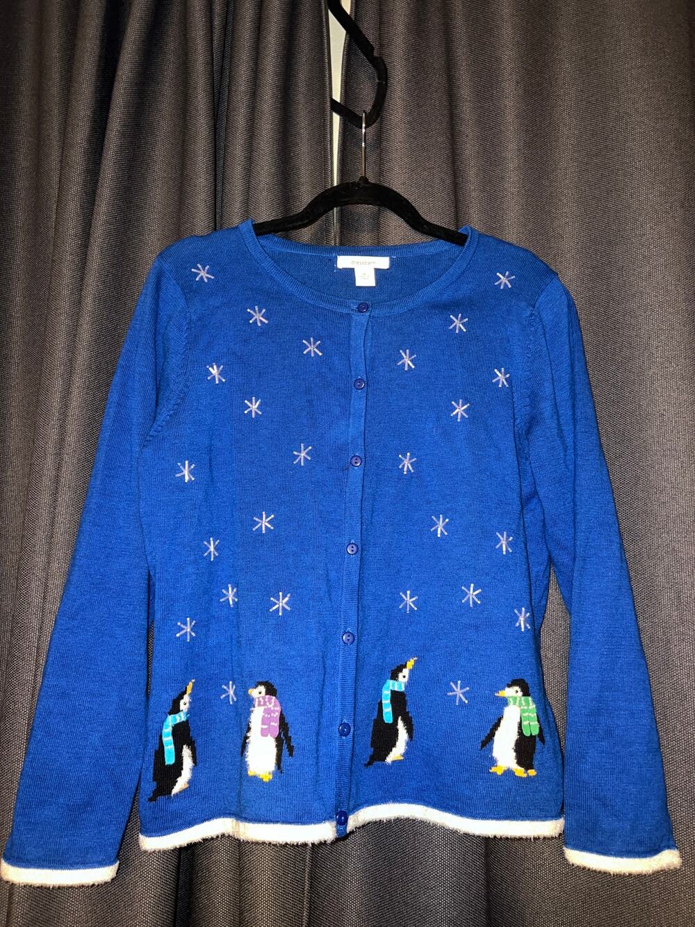 Ugly Christmas Sweater Xmas Cardigan Size Medium Penguin